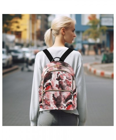 Geometric Floral on Blue Womens Backpack Purse Quilted Travel Backpack Purse Watercolor Creative Texture Small $19.49 Backpacks