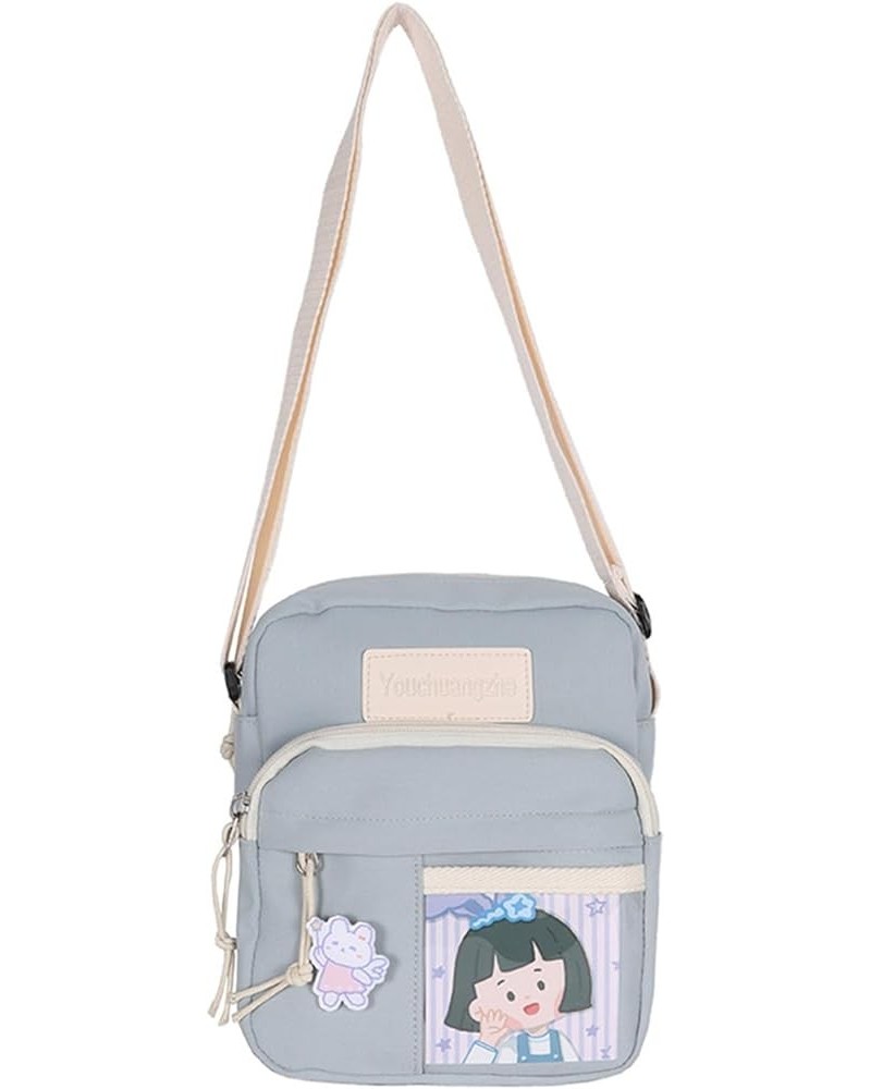 shoulder handbag Cute Crossbody Bag with Detachable Pendant Japanese Style Shoulder Bag for Girls and Students Blue Without P...