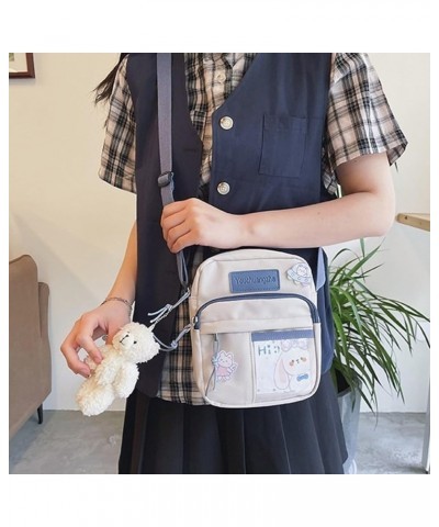 shoulder handbag Cute Crossbody Bag with Detachable Pendant Japanese Style Shoulder Bag for Girls and Students Blue Without P...