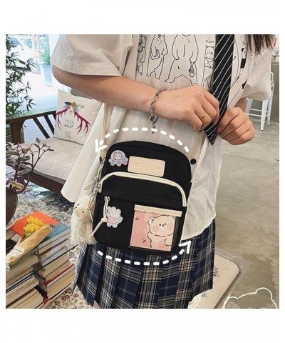 shoulder handbag Cute Crossbody Bag with Detachable Pendant Japanese Style Shoulder Bag for Girls and Students Blue Without P...