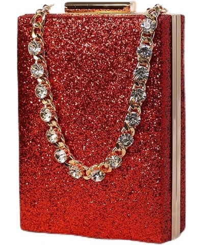 2024 Dinner Party Bag Rhinestone Crossbody Bag Small Square Bag Women's Clutch Bag 女性 Red $28.55 Handbags