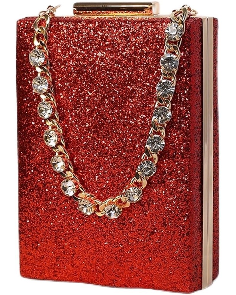 2024 Dinner Party Bag Rhinestone Crossbody Bag Small Square Bag Women's Clutch Bag 女性 Red $28.55 Handbags