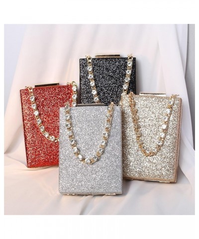 2024 Dinner Party Bag Rhinestone Crossbody Bag Small Square Bag Women's Clutch Bag 女性 Red $28.55 Handbags