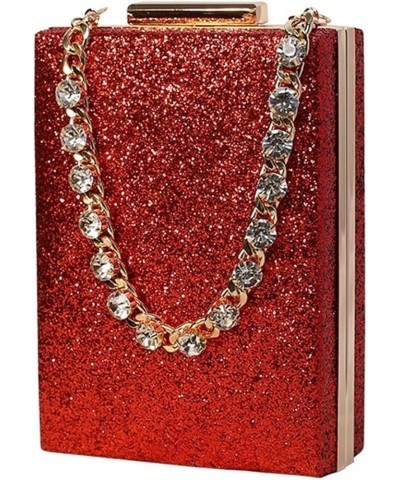 2024 Dinner Party Bag Rhinestone Crossbody Bag Small Square Bag Women's Clutch Bag 女性 Red $28.55 Handbags