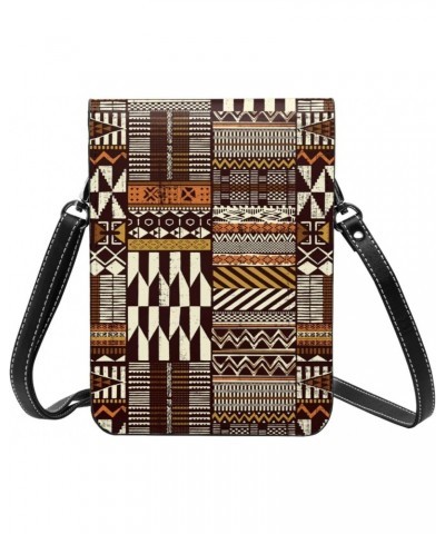 Tribal African Style Patchwork Abstract Small Crossbody Cell Phone Purse for Women Mini Messenger Leather Shoulder Wallet $18...