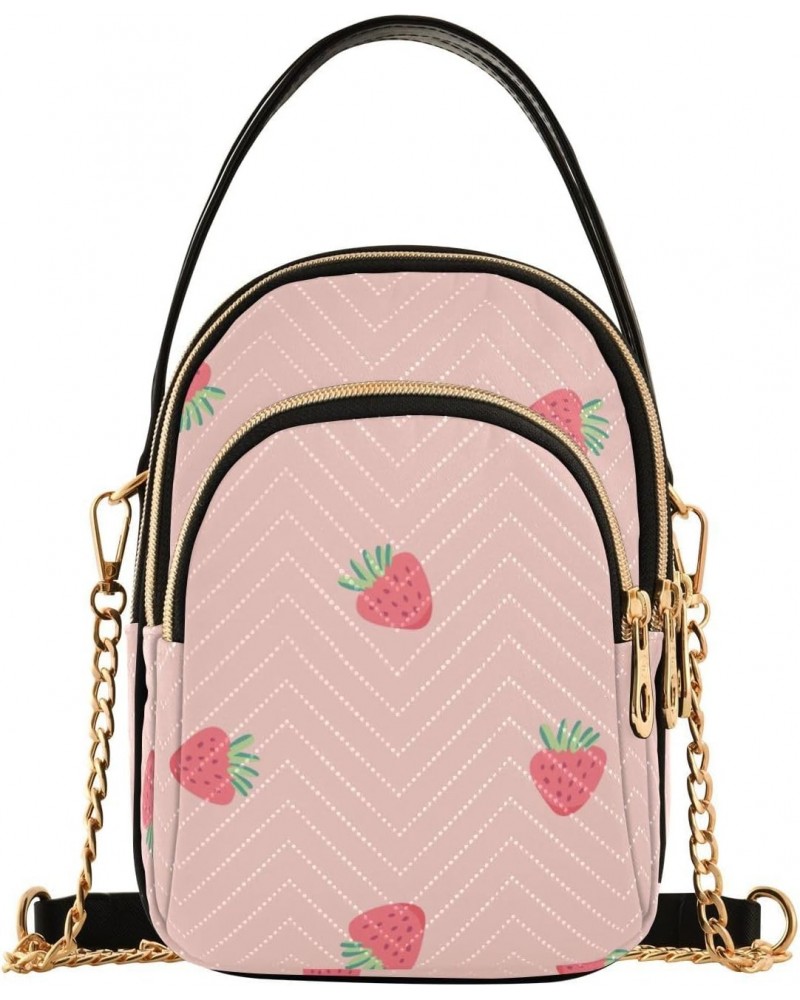 Joko lvery Pink Strawberry Cross Body Purse Chain Shoulder Bag Crossbody Bags Handbag for Gifts Women Work $12.53 Crossbody Bags