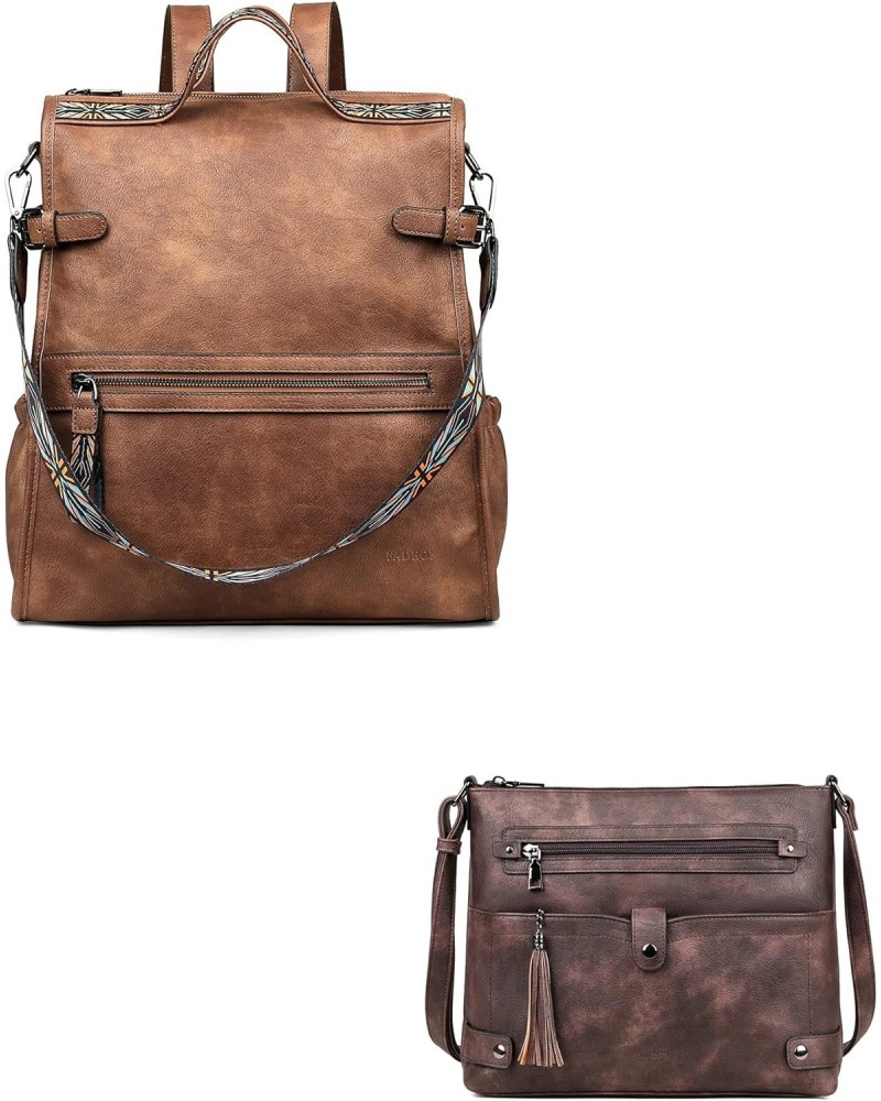 Leather Backpack Purse for Women with with Crossbody Bag for Women $42.11 Backpacks