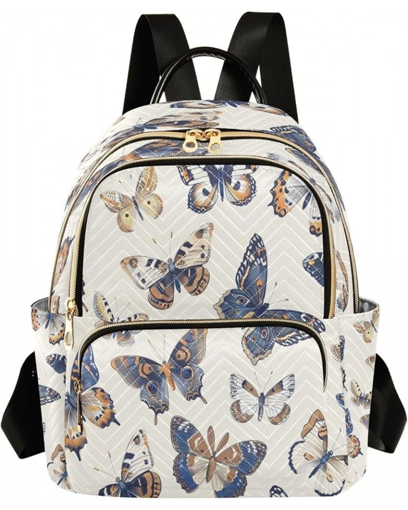 Blue Butterfly Watercolor Women Backpack Purse Ladies Fashion Shoulder Bag Daypack Travel Bag 7.5L Medium $13.02 Backpacks