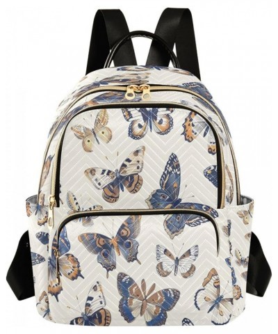 Blue Butterfly Watercolor Women Backpack Purse Ladies Fashion Shoulder Bag Daypack Travel Bag 7.5L Medium $13.02 Backpacks