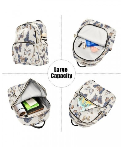 Blue Butterfly Watercolor Women Backpack Purse Ladies Fashion Shoulder Bag Daypack Travel Bag 7.5L Medium $13.02 Backpacks