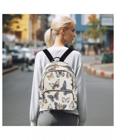 Blue Butterfly Watercolor Women Backpack Purse Ladies Fashion Shoulder Bag Daypack Travel Bag 7.5L Medium $13.02 Backpacks