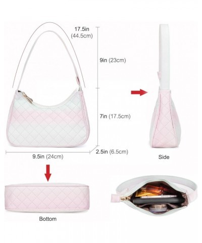 Shoulder Bag for Women, Small Purses Croc Pattern Clutch Purse Vegan Leather Little Purse Cute Mini Handbag Gradient Pink-whi...