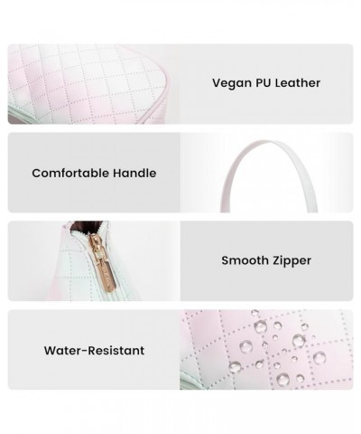 Shoulder Bag for Women, Small Purses Croc Pattern Clutch Purse Vegan Leather Little Purse Cute Mini Handbag Gradient Pink-whi...