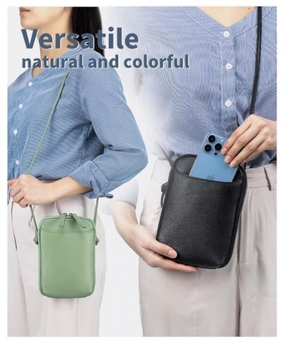 Genuine Leather Phone Bag for Women Samll Shoulder Bag Zipper Mobile Phone Pouch Cross-Body bag Casual Crossbody Purse Dk Gre...