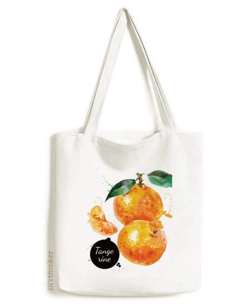 Tangerine Fruit Tasty Healthy Watercolor Tote Canvas Bag Shopping Satchel Casual Handbag $16.11 Totes