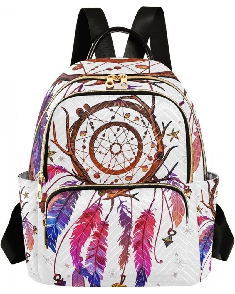 Black Yellow Eiffel Tower Trendy Backpack Quilted Backpack Purse for Women Colored Dreamcatcher Feathers Medium $19.10 Backpacks