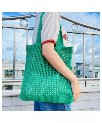 Crochet Bag for Women Knitted Shoulder Bag Beach Purse Hollow Beach Tote Mesh Beach Bag Dark Green $12.53 Totes