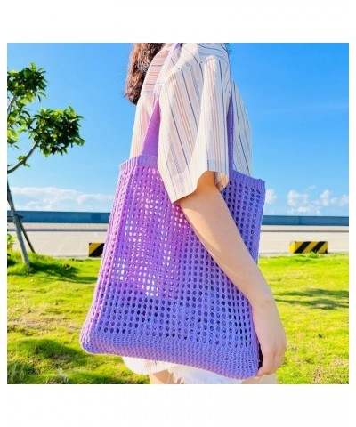 Crochet Bag for Women Knitted Shoulder Bag Beach Purse Hollow Beach Tote Mesh Beach Bag Dark Green $12.53 Totes