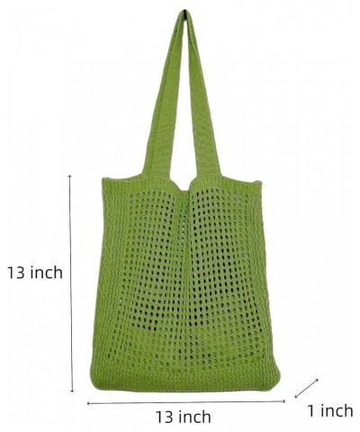 Crochet Bag for Women Knitted Shoulder Bag Beach Purse Hollow Beach Tote Mesh Beach Bag Dark Green $12.53 Totes