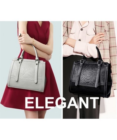 Women Tote Bag Crocodile Pattern Shoulder Bags Genuine Leather Handbag Purse-Wine Gray $32.05 Totes