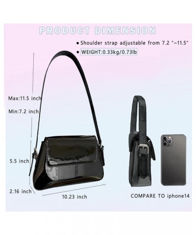 Metallic Evening Bag for Women Clutch Purses Sliver Leather Shoulder Bags Sparkle Y2k Purse for Wedding Party Black $14.15 Totes