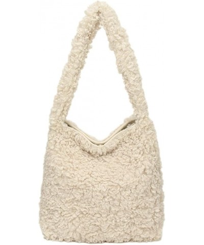 Fuzzy Shoulder Bag for Women Cute Fluffy Hobo Bag Tote Handbag Retro Solid Satchel Purse Large Small Beige $31.24 Totes