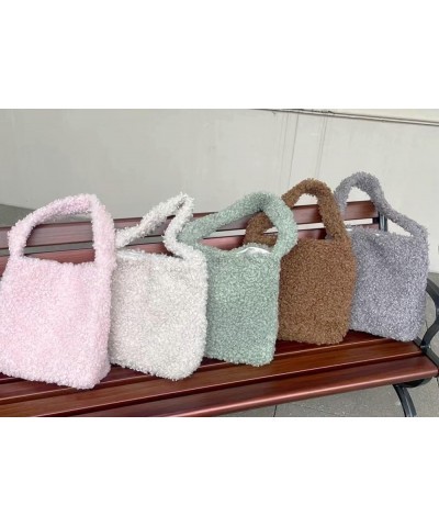 Fuzzy Shoulder Bag for Women Cute Fluffy Hobo Bag Tote Handbag Retro Solid Satchel Purse Large Small Beige $31.24 Totes