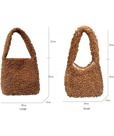 Fuzzy Shoulder Bag for Women Cute Fluffy Hobo Bag Tote Handbag Retro Solid Satchel Purse Large Small Beige $31.24 Totes