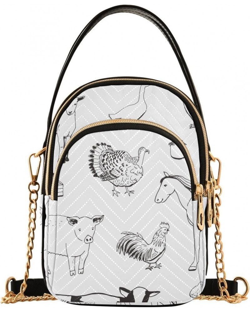 Joko lvery Farm Animals White Cross Body Purse Shoulder Bag Chain Handbag Crossbody Bags for Women Gifts Work $12.31 Crossbod...