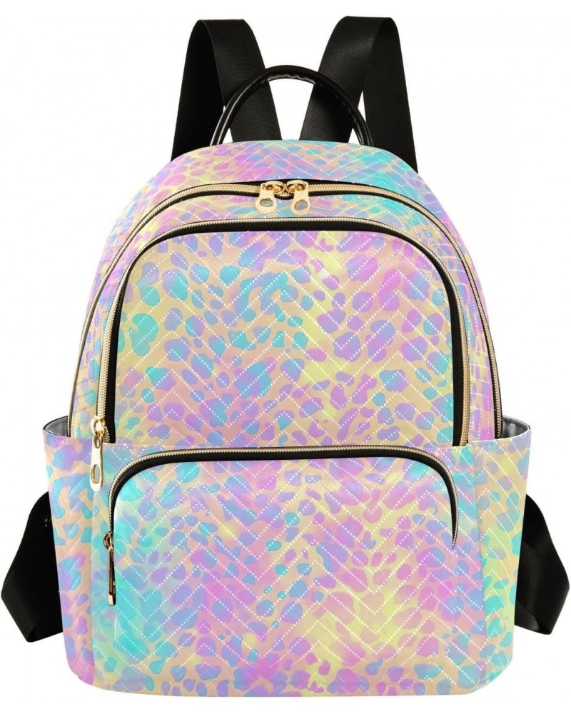 Rainbow Leopard Fashion Backpack for Women Shoulder Bag Casual Daypack Lightweight Travel Purse Small Backpacks for Outdoor L...