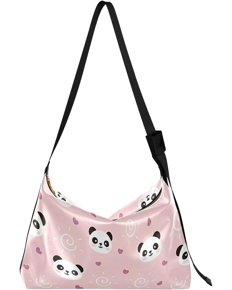 Watercolor Forest Cute Wolf Hobo Leather Bags for Women Large Men Purses Unique Animal Print Single Shoulder Bag Kawaii Panda...