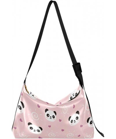 Watercolor Forest Cute Wolf Hobo Leather Bags for Women Large Men Purses Unique Animal Print Single Shoulder Bag Kawaii Panda...