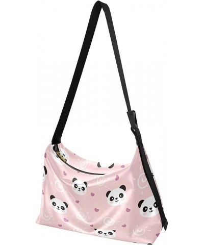 Watercolor Forest Cute Wolf Hobo Leather Bags for Women Large Men Purses Unique Animal Print Single Shoulder Bag Kawaii Panda...