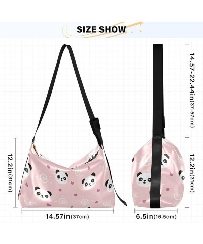 Watercolor Forest Cute Wolf Hobo Leather Bags for Women Large Men Purses Unique Animal Print Single Shoulder Bag Kawaii Panda...