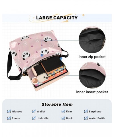 Watercolor Forest Cute Wolf Hobo Leather Bags for Women Large Men Purses Unique Animal Print Single Shoulder Bag Kawaii Panda...