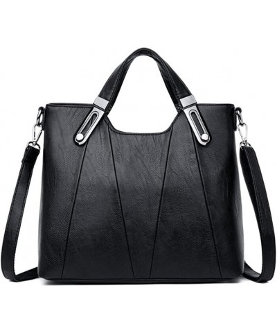 Women Soft Synthetic PU Leather Retro Tote Hobo Clutches Crossbody Top-Handle Shoulder Messenger Handbag Black $25.49 Hobo Bags