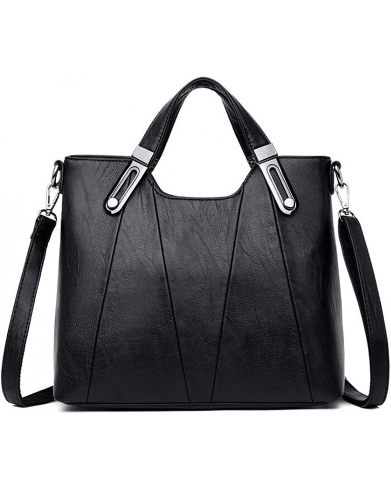 Women Soft Synthetic PU Leather Retro Tote Hobo Clutches Crossbody Top-Handle Shoulder Messenger Handbag Black $25.49 Hobo Bags