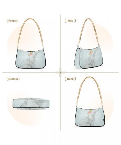 Ute Elephant White Mouse Shoulder Bag for Women Hobo Bags Small Chain Shoulder Bags Clutch Handbag Tote Crossbody Bag Purse w...