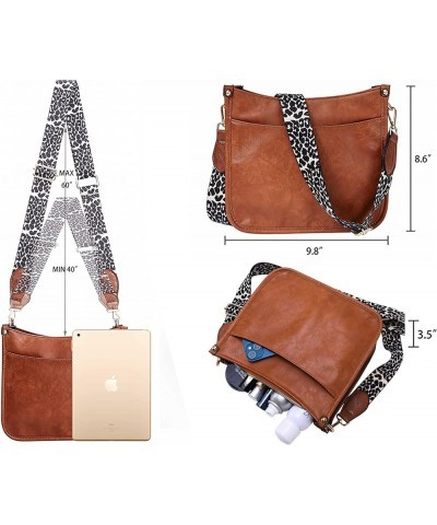 Women's Leopard Guitar Strap Crossbody Purse Shoulder Bucket Cross-body Purse A-brown $10.25 Crossbody Bags