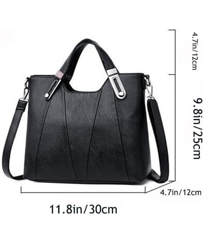 Women Soft Synthetic PU Leather Retro Tote Hobo Clutches Crossbody Top-Handle Shoulder Messenger Handbag Black $25.49 Hobo Bags