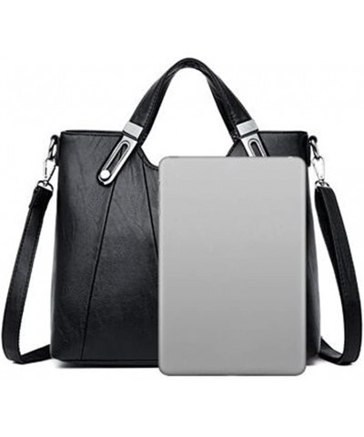 Women Soft Synthetic PU Leather Retro Tote Hobo Clutches Crossbody Top-Handle Shoulder Messenger Handbag Black $25.49 Hobo Bags