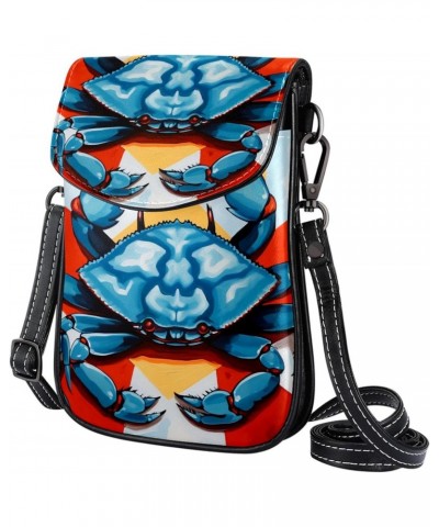 Crossbody Bags for Women,Crossbody Bag Men,Small Sling Bag,Abstract Blue Crab Painting,Crossbody Purse $14.39 Crossbody Bags