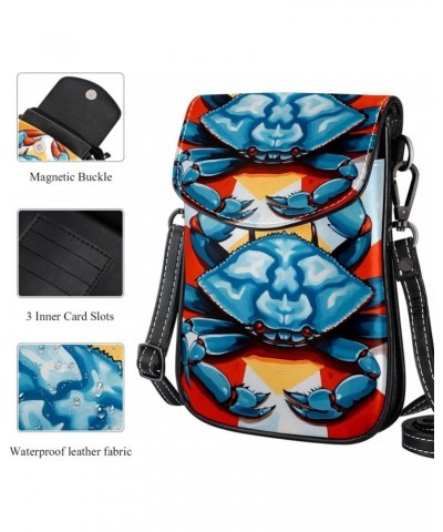 Crossbody Bags for Women,Crossbody Bag Men,Small Sling Bag,Abstract Blue Crab Painting,Crossbody Purse $14.39 Crossbody Bags