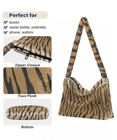 Women Boho Handbag Tiger Print Skin Pattern Underarm Bag Tote Bag Shoulder Bag Crossbody Bag Fluffy Cell Phone Purse Lady Tra...