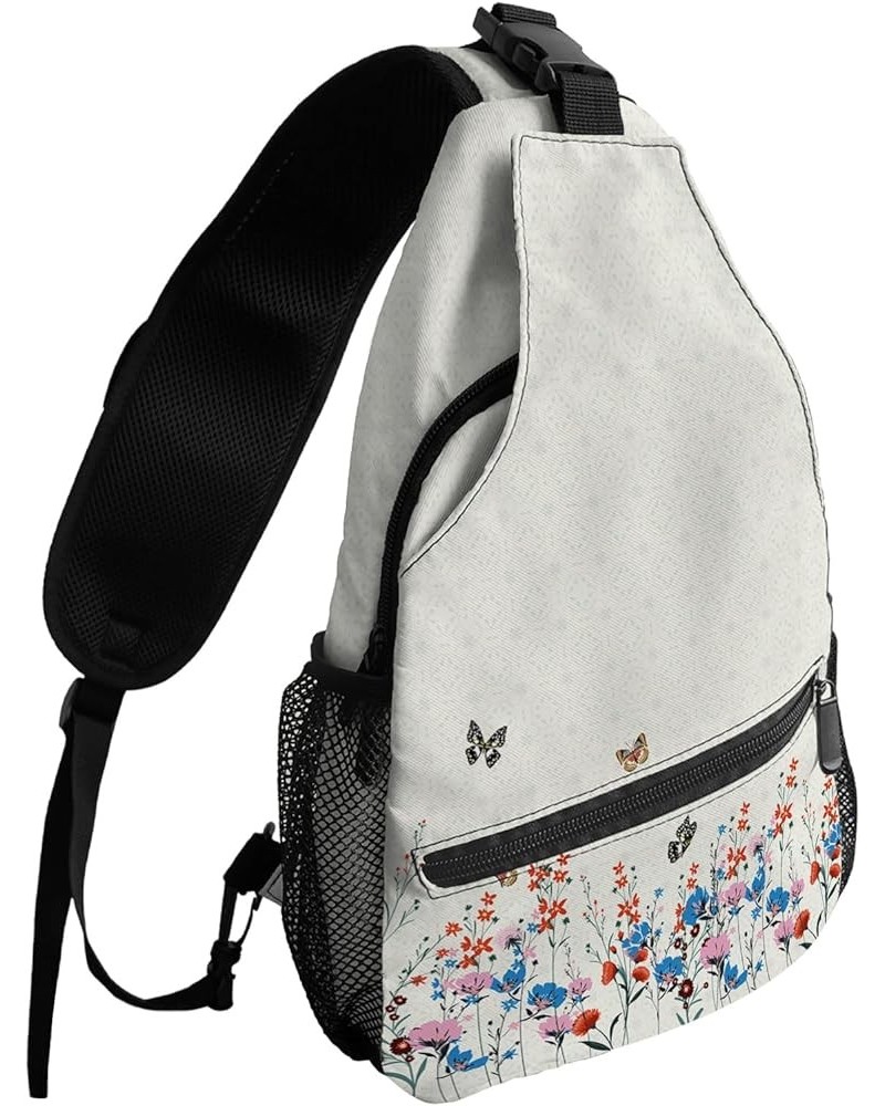 Sling Bag Crossbody Bag for Women Men Flowers Farm Retro Gradient Colorful Floral Waterproof Hiking Backpack Lightweight Ches...