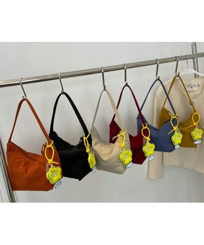 Canvas Hobo Bag for Women Shoulder Bag Small Totes Handbag Top Handle Bag Armpit Bag with Pendant Red $11.18 Totes