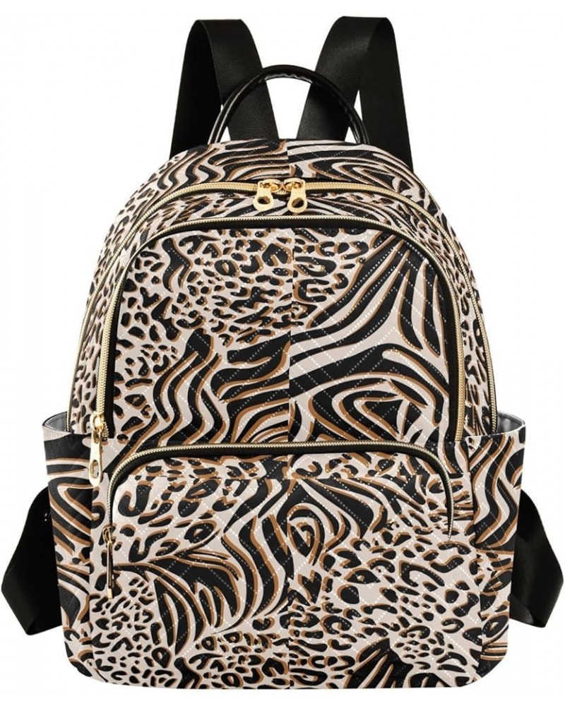 Zebra Leopard Mixed Animal Print Casual Fashion Polyester Travel Rucksack Shoulder Bag Color Medium $14.80 Backpacks