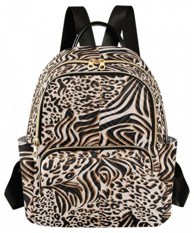 Zebra Leopard Mixed Animal Print Casual Fashion Polyester Travel Rucksack Shoulder Bag Color Medium $14.80 Backpacks