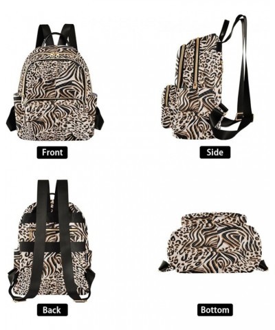 Zebra Leopard Mixed Animal Print Casual Fashion Polyester Travel Rucksack Shoulder Bag Color Medium $14.80 Backpacks