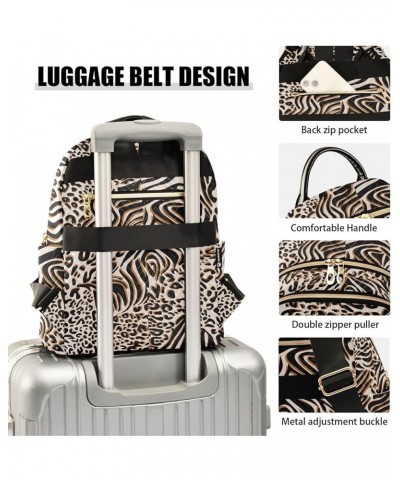 Zebra Leopard Mixed Animal Print Casual Fashion Polyester Travel Rucksack Shoulder Bag Color Medium $14.80 Backpacks